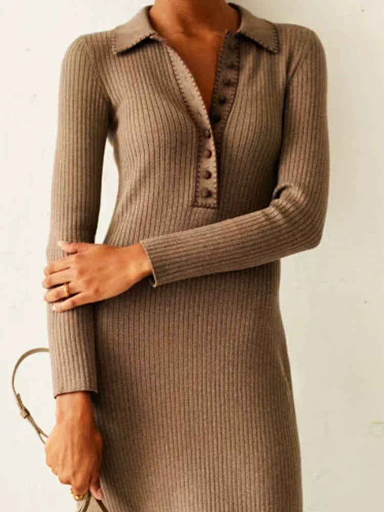 Collared Split Hem Bodycon Dress