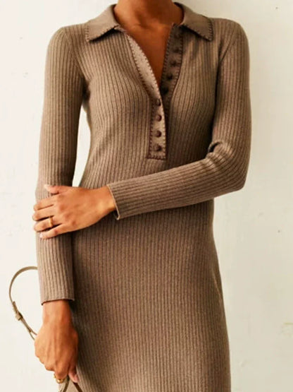 Collared Split Hem Bodycon Dress