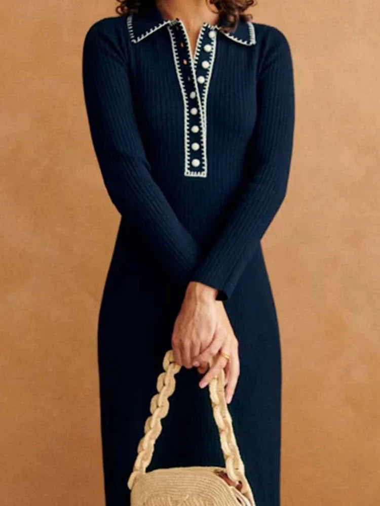 Collared Split Hem Bodycon Dress