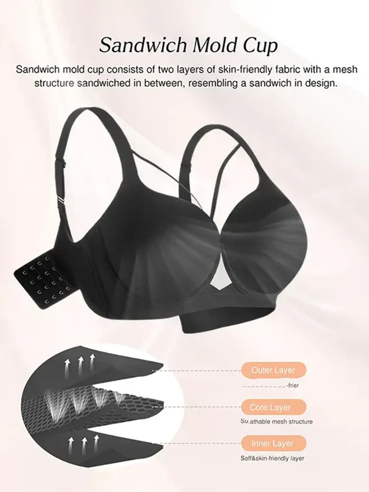 Gathering & Side-Smoothing Push-Up Thin Sexy Bra